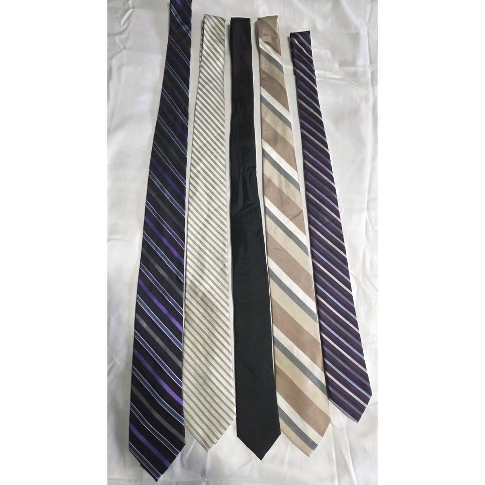 Lot of 5 Men's Designer Calvin Klein Variety Multicolor Stripped Ties
